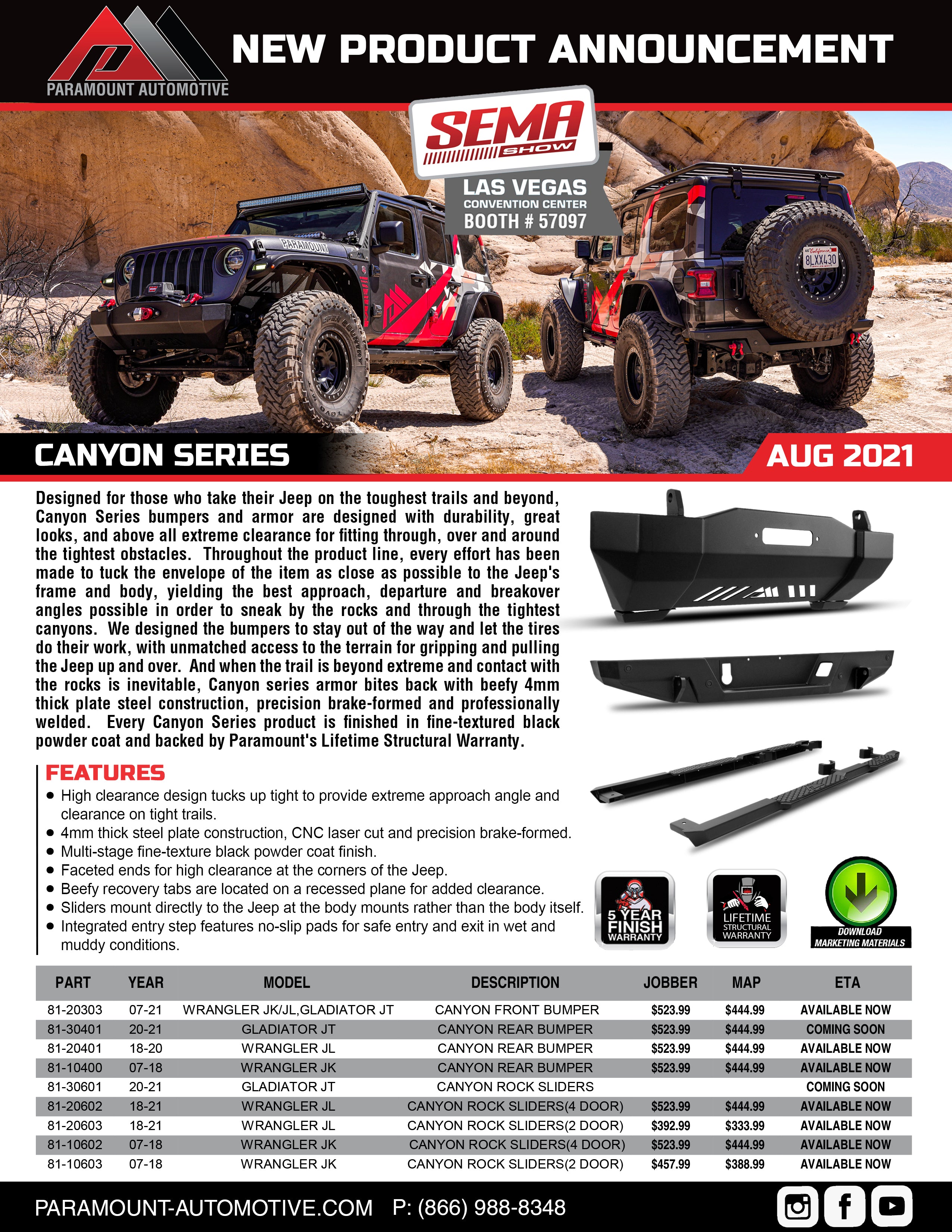 NEW CANYON BUMPERS & SLIDERS