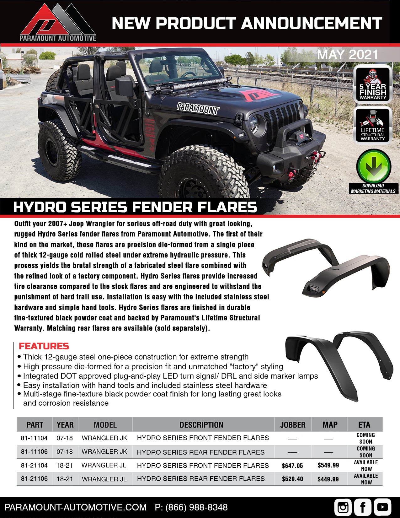NEW HYDRO SERIES FENDER FLARES
