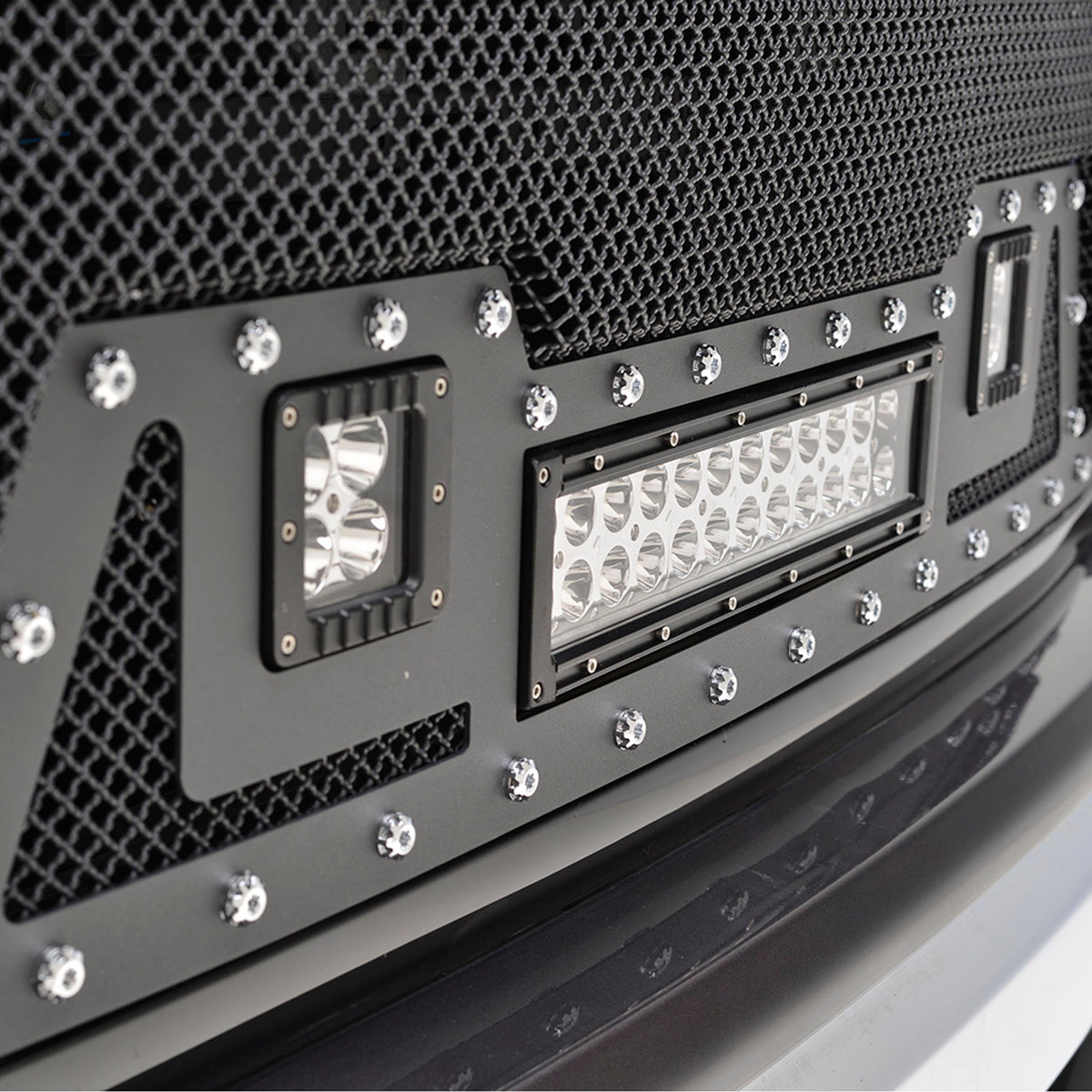 14 15 Gmc Sierra 1500 Evolution Matte Black Stainless Steel Grille 48 Paramount Automotive