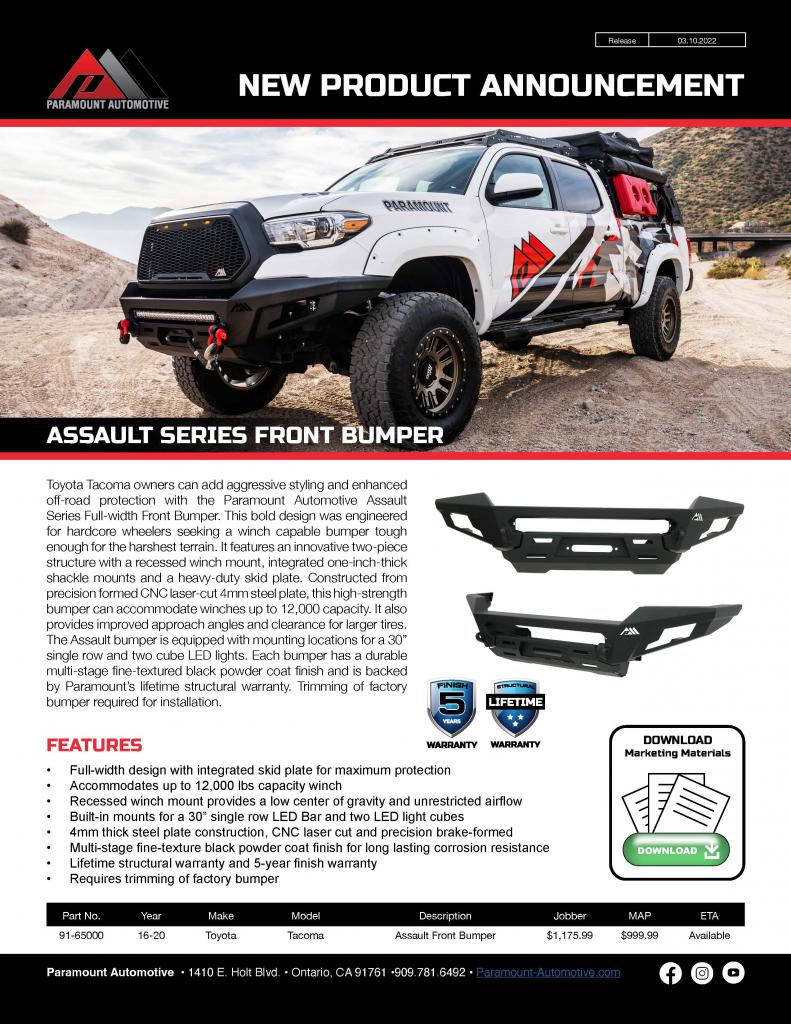 NEW ASSAULT SERIES FRONT & REAR BUMPERS