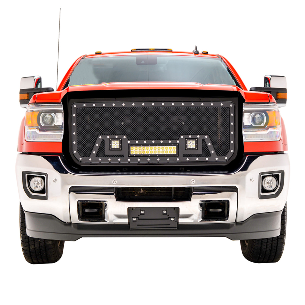 15 19 Gmc Sierra 2500 3500 Evolution Matte Black Stainless Steel Grill Paramount Automotive