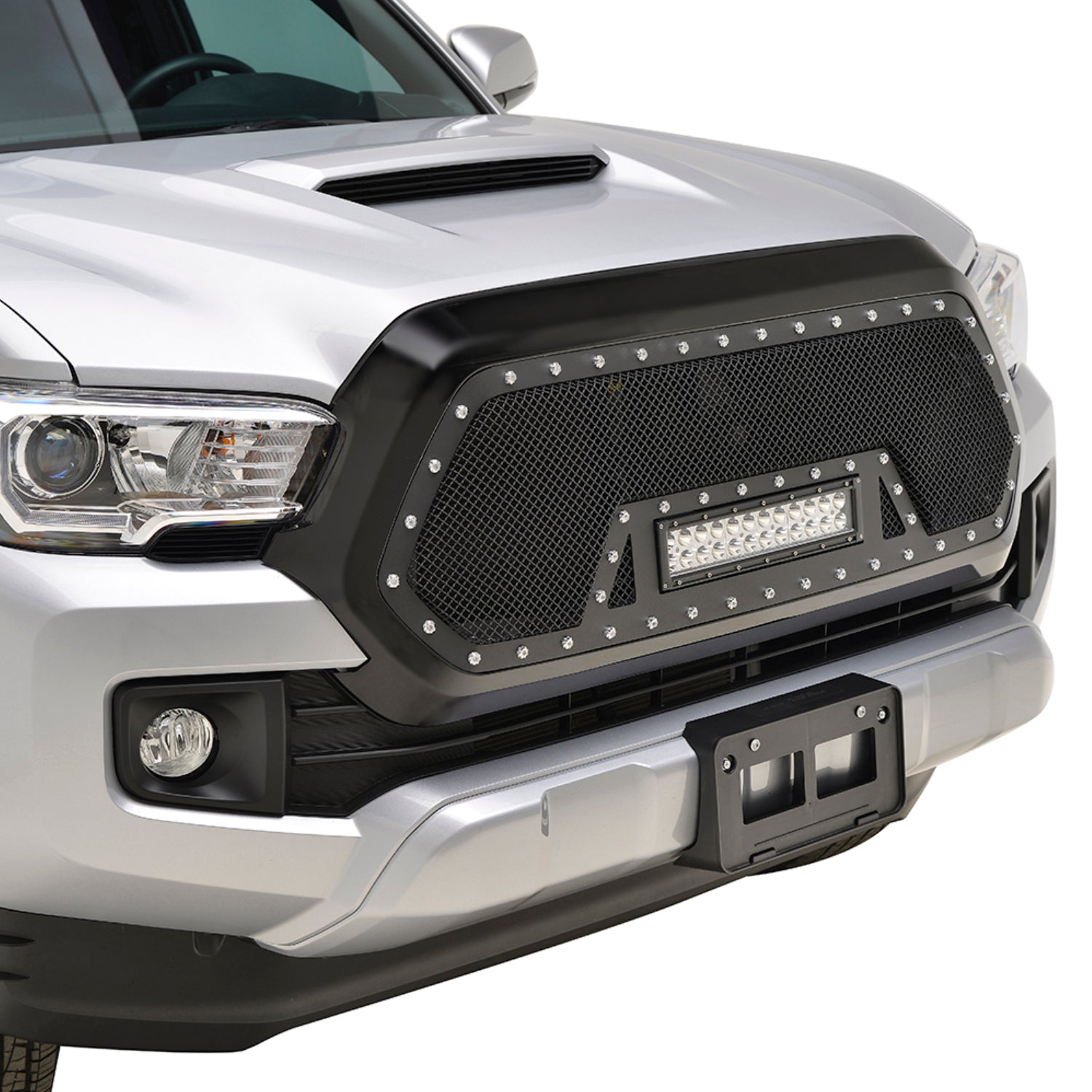 16-19 Toyota Tacoma Evolution Matte Black Stainless Steel Grille (48-0856)